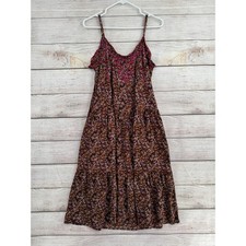 Natural Life Rayon Floral Embroidered Tank Dress Womens XS/S Pink Beige Brown