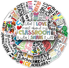 50 Packs Teachers Stickers Water Bottles Laptop Phone Computer Guitar Skateboard