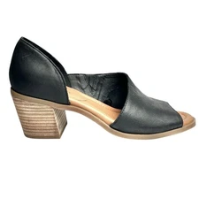 Sole Society NWOT Ramilia Black Leather Block Heel Open Toe Shoe Women 9.5