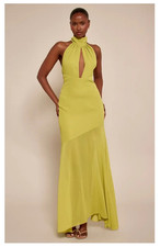 Nasty Gal Women’s Green Solid Halter Neck Cut-Out Maxi Dress Size 6