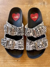 Love Moschino Dual Buckle Logo Sandal Sz 36 women  s 5.5-6 Birk Arizona Style