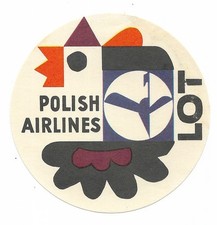 Vintage Luggage Label ~ LOT POLISH AIRLINES