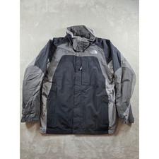 The North Face HyVent Jacket Boys XL Gray Black Full Zip Hooded Rain Coat