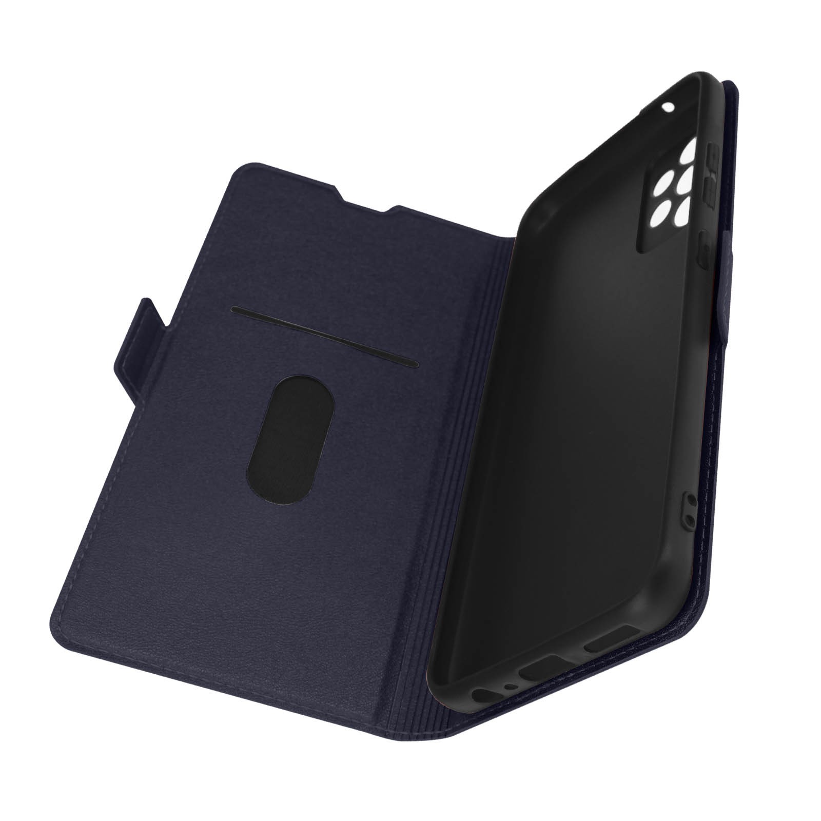 Housse Galaxy A52 5G et A52s avec porte-carte et support vidéo intégré bleu marine