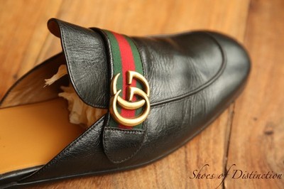 Gucci Princetown schwarz Leder Messing Bit Halbschuhe Herren UK 8,5 US 9,5
