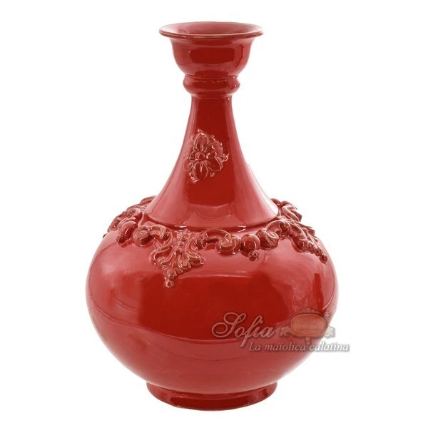 Vasetto In Ceramica 14 Cm Con Fiore 3D - Bianco E Blu, Portafiori Per Fiori Secchi, Oggetto Decorativo