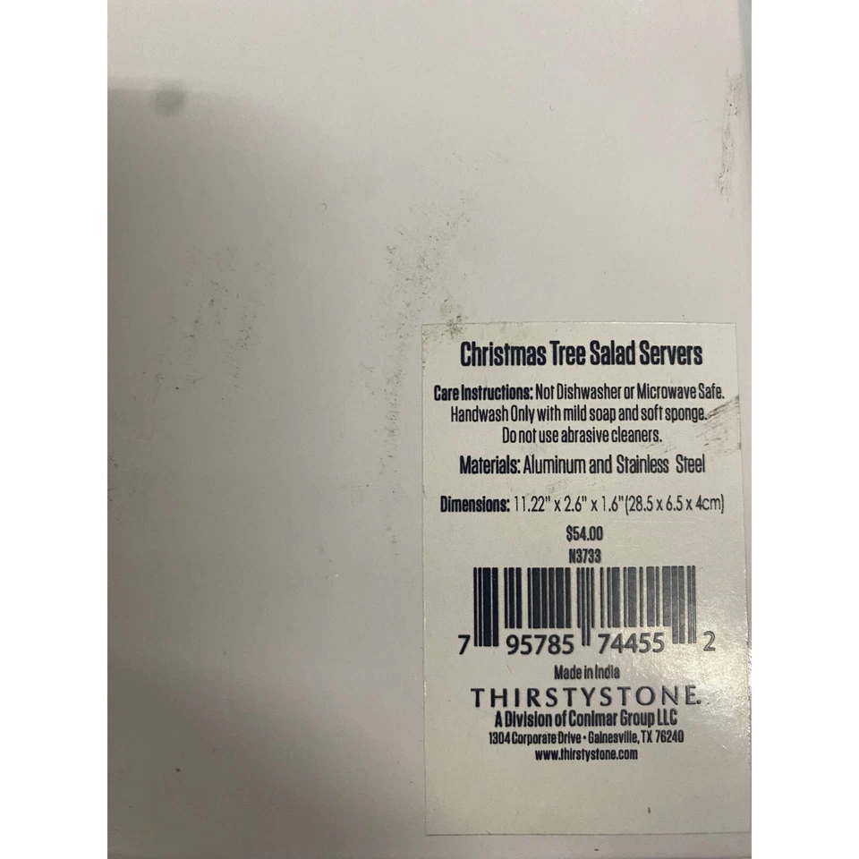 Juego de 2 Servidores de Ensalada Thirstystone con Asas de Árbol de Navidad Dorado Blanco Nuevo con Caja Foto 2 de 2