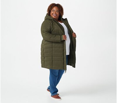 zuda Quilted Puffer with Interior Layer-Olive-3X-NEW-A388609