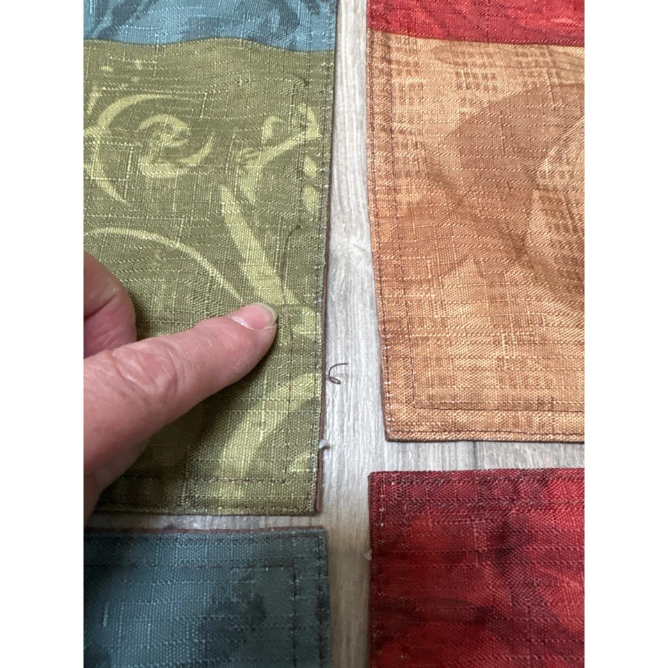 Set Of 5 Colorful Embroidered Patchwork Placemats 19" X 13" Kitchen Table Linens - Image 2 of 4