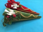 Two Vintage Victorian style Velvet 8" Cornucopia Cones gold braid doves — photo 4