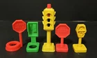 Vtg Fisher Price Little People Main Street Traffic 2 Stop Sign Light Phone Meter