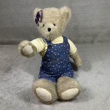The Boyds Collection 16  Stuffed Bear Plush Overalls Bow Beans 1988-2004 USA