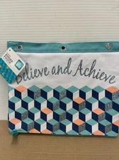 Believe & Achieve Large Canvas 3 Ring Binder Pouch by Pen+Gear.