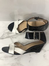 Nine West Women Parista Wedge Leather Buckle Open Toe Sandals Size 6.5