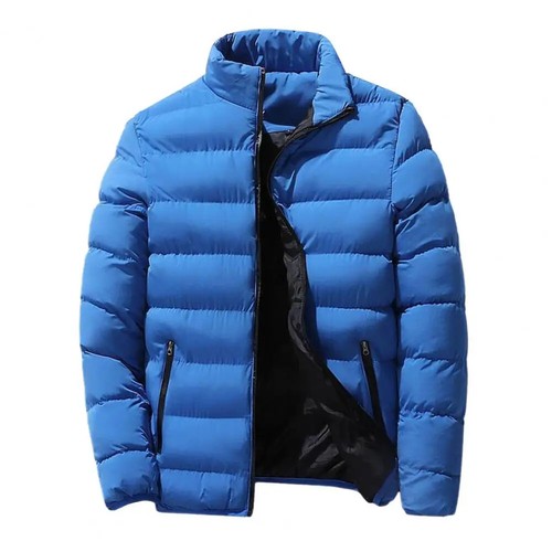 Abrigo de Invierno para Hombres Acolchado Cuello Grueso Manga Larga Cierre de Cremallera Color Sólido - Imagen 12 de 15