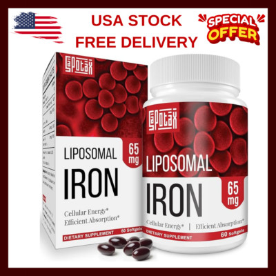 Liposomal Fe Iron Supplement with Folic Acid & Vitamin B12 60 Softgels(1 Bottle)