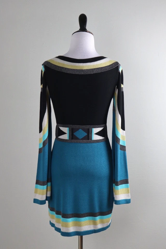 Vestido Suéter TEMPERLEY LONDON $505 Elástico Brillante Tejido Geo Kimono Talla US 4 Foto 4 de 4