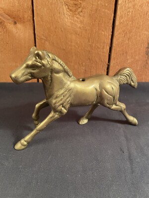 Antique Gold Pewter Carousel Horse Figurine