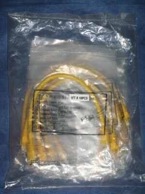 10 count lot CAT6 1FT. Ethernet Patch Cable 12'' Yellow Cord Copper Wire UTP NEW