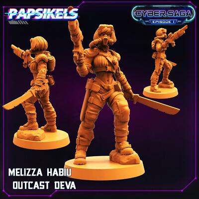 3D Printed Papsikels Cyberpunk Sci-Fi Melizza Habiu Outcast Deva Cyber Saga -