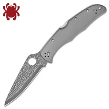 Spyderco Endura 4 Damascus Plain Blade Titanium Handles C10TIPD