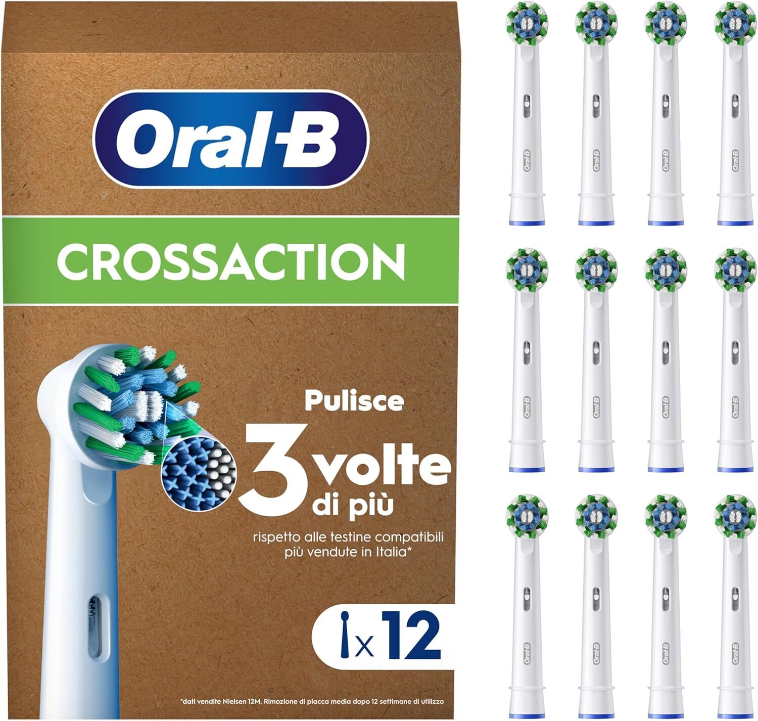 Oral-B Cross Action Testine Spazzolino Elettrico, Confezione da 12 Testine...
