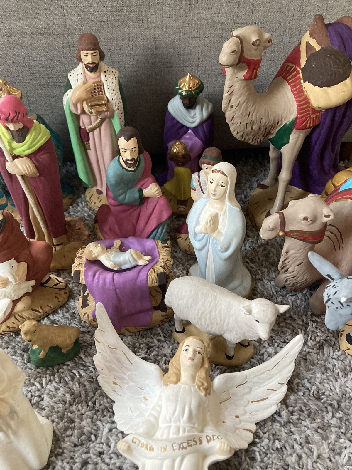 Vintage Holland Mold Nativity Set Large 17 Piece Set Painted 17 pc eBay