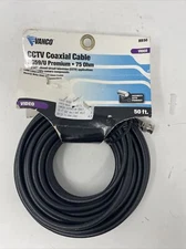 50ft Vanco Coaxial Video Cable RG59U 0.75 Ohm Digital Cable Satellite Compatible