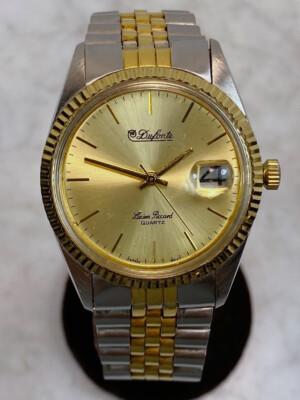 Vintage Dufonte Lucien Piccard Quartz Watch Gold Tone Stretch Band Japan Movt Vintage Dufonte Lucien Piccard Gold Color Working Watch  main image 2