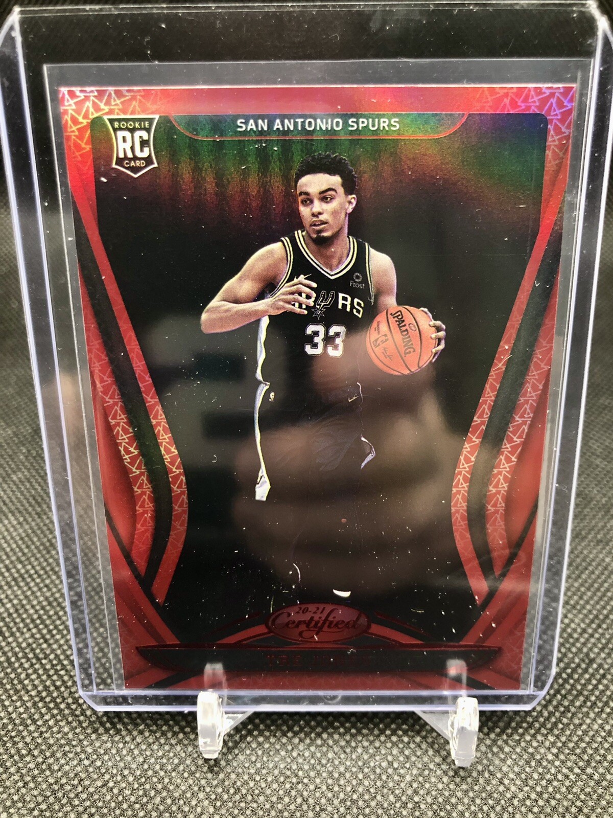 2020-2021 Certified TRE JONES Mirror Red Rookie Reflector SP SPURS No. 163 RC