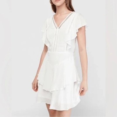 NWT Express Dress Womens M Ruffle Eyelet Lace Cottage Prairie Peasant Festival