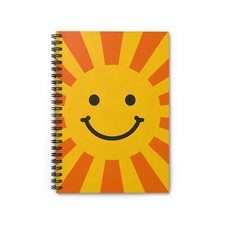 Spiral Notebook Student Journal Retro Pop Sun Rays Smiling Face