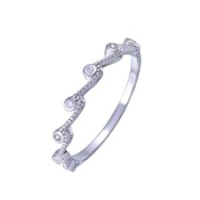 Sterling Silver Ladies Bridal Half Eternity Wave Ring w/ Cubic Zirconia Stones