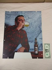 VTG 1970s Schlitz Beer "Man in Plaid Shirt" Bar Sign Insert Shadow Box Mural NOS