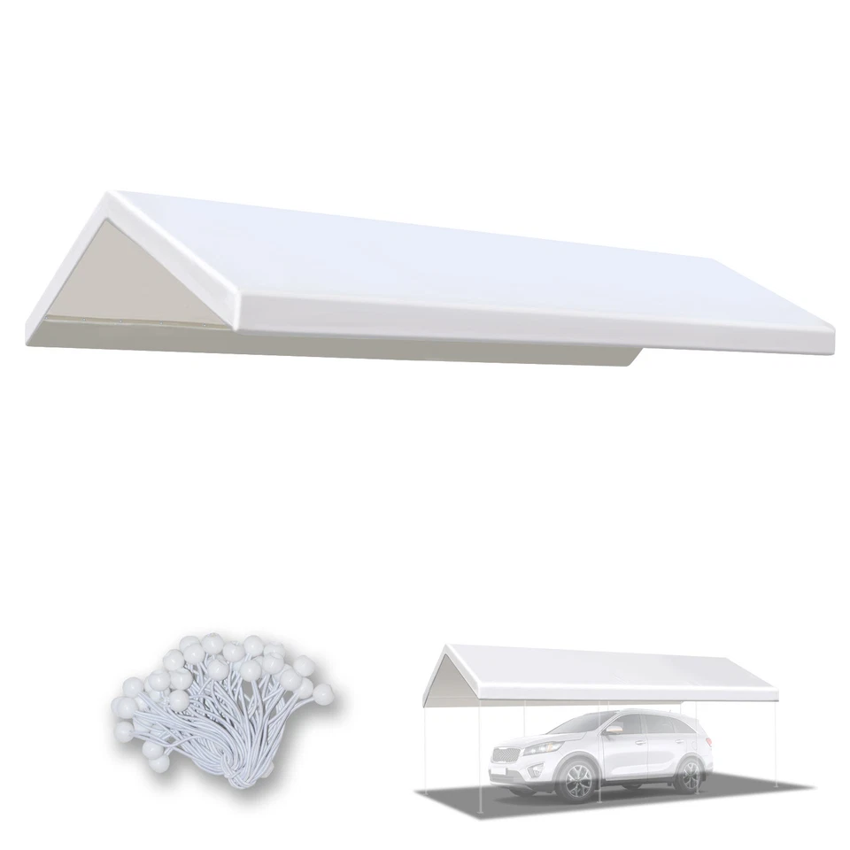 STRONG CAMEL Replacement Canopy Tent 10'x20' Carport Cover Tarp Sunshade Top w Bungees Cords