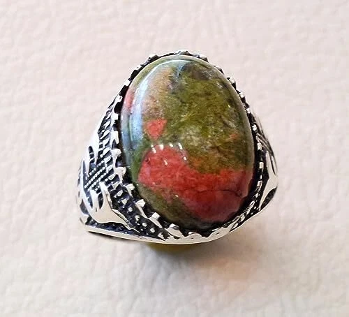 УНАКИТ ЯШМА ДРАГОЦЕННЫЙ КАМЕНЬ 925 ПРОБЫ ОСМАНСКИЙ ТУРЕЦКИЙ ПЕЧАТКА МУЖСКОЕ КОЛЬЦО - Изображение 4 из 4