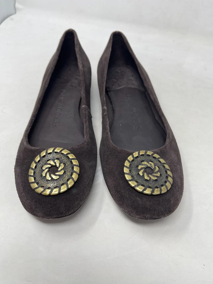 EUC JACK ROGERS коричневый замшевый балерина балетки Sz 6 Whipstitching медальон - Изображение 2 из 4