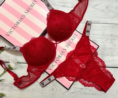 Vs Set Victoria's Secret Shine Strap VS Logo +2 cups Lace Push Up Bra ...