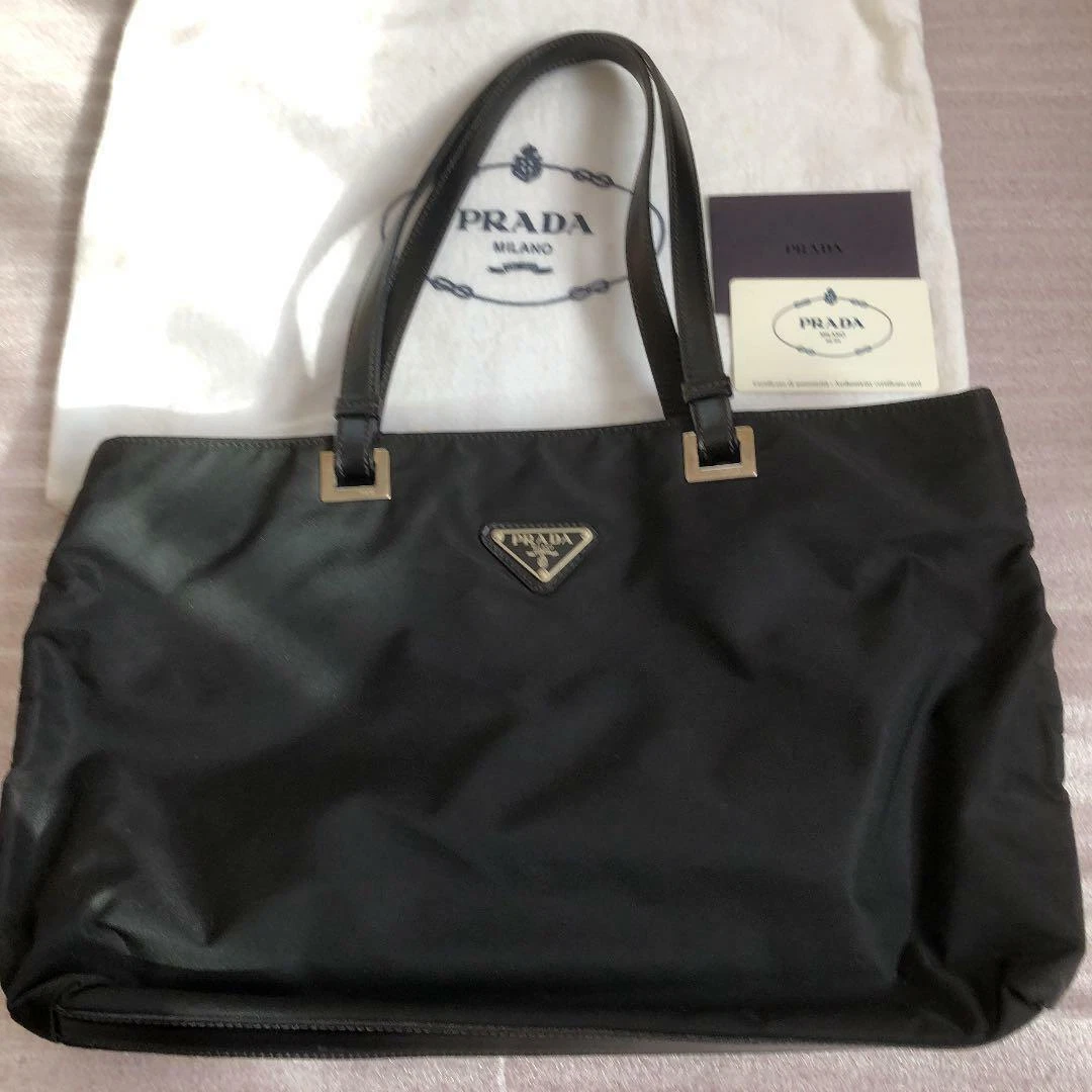Auth PRADA Handbag Tote Bag 6310 Black Nylon Solid F S to US eBay