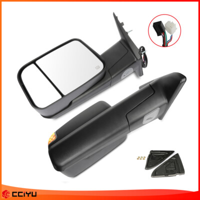 For 2010 - 2012 RAM 1500 2500 3500 Towing Power Heated Flip Up Mirrors Pair Set
