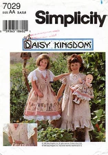 Simplicity Daisy Kingdom Child's&Doll Pinafore,Dress Pattern 7029  3-6 UNCUT