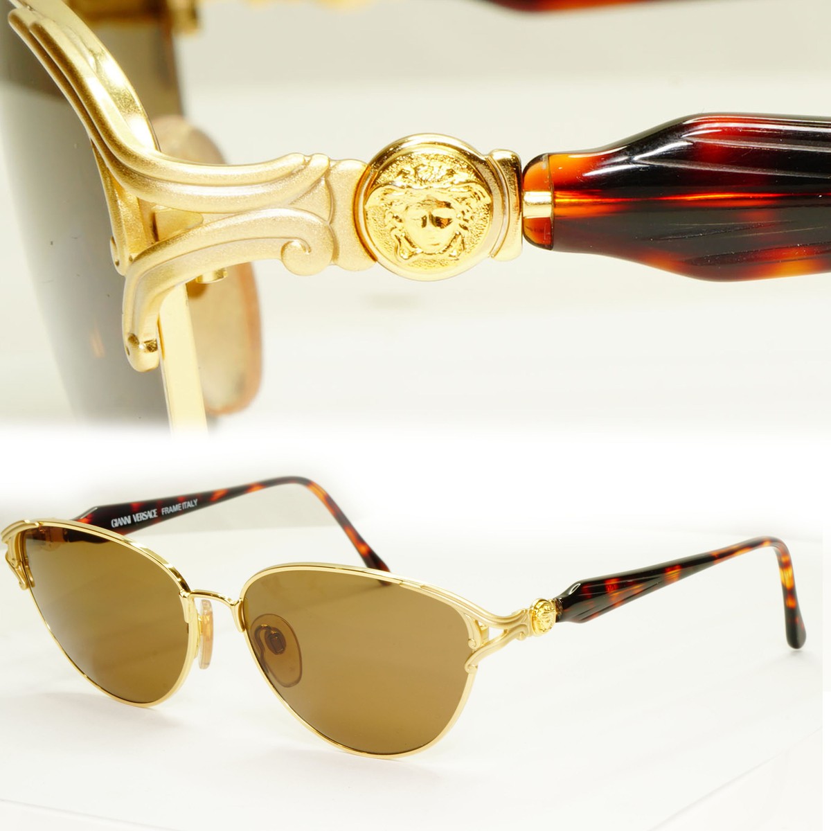 Gianni Versace 1995 Vintage Gold Medusa Brown Retro  display picture 1