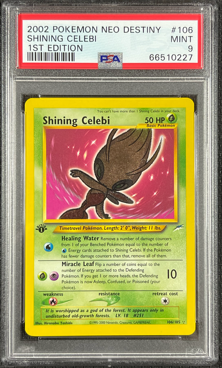 2002 Pokemon Neo Destiny Shining Celebi 106/105 1st Edition 2002 Pokemon Neo Destiny Shining Celebi 106/105 1st Edition