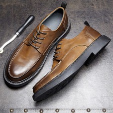 Retro British Style Mens Lace Up Formal Dress Real Leather Spring Party Shoes sz