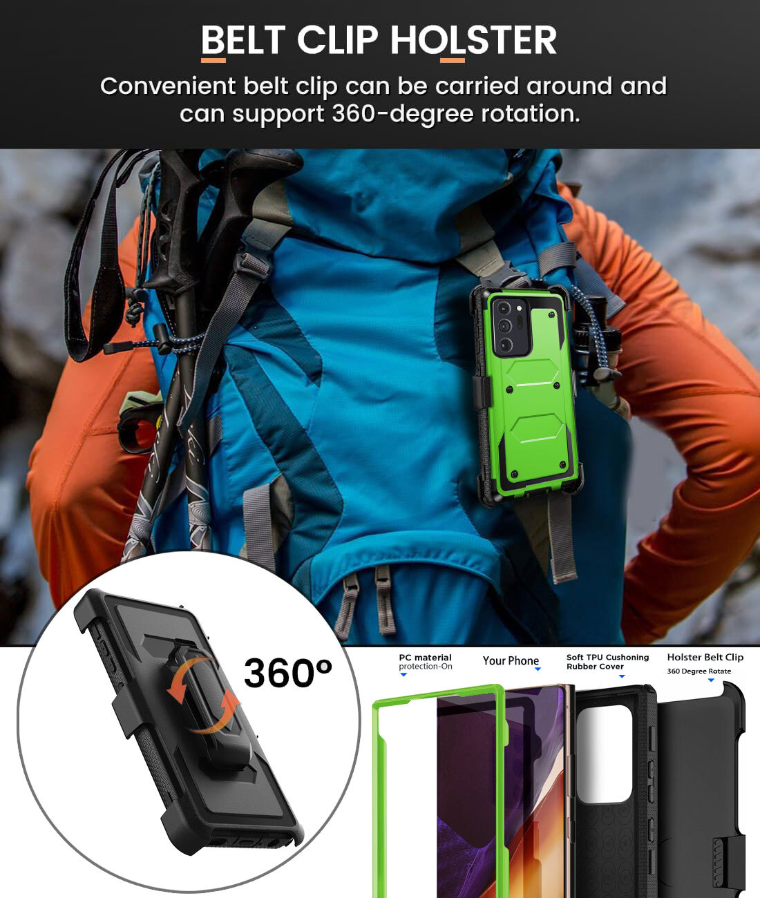 For Samsung Galaxy Note 20/Note 20 Ultra 5G Dual Layer Clip