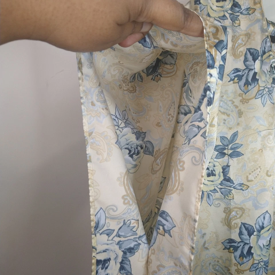 Mujer Vintage Satén Mumu Kaftan por Winlar Talla Única Estampado Floral Dorado Azul Foto 4 de 4