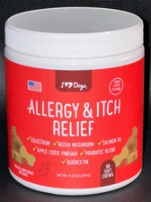 Iheartdogs Allergy & Itch Relief for Dogs 90 Soft Chews Exp 12/2026