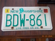 New Hampshire Live Free or Die License Plate BDW-861, 97 Sticker