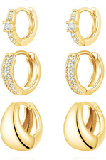 Gold Hoop Earrings Set for Women Trendy, 14K Gold Plated Lightweight Small Gold/