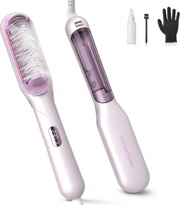 SHEGLAM Dampf-Glättbürste 4-in-1 Dampf-Heizkamm mit 3D-Kammzähnen 3 Dampfstufen